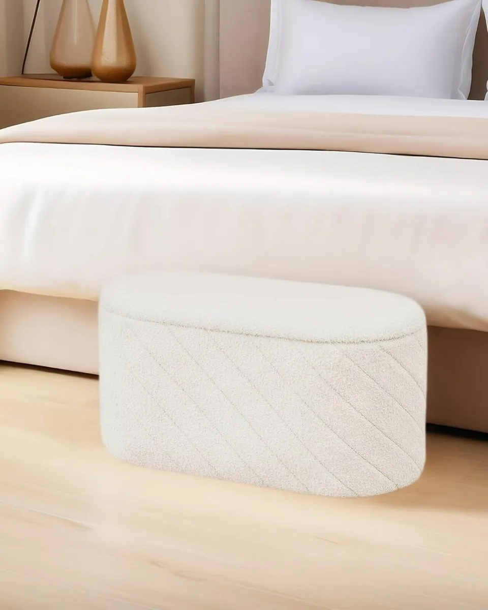 Oval Ottoman with Storage Bench Folding Foot Rest - Image 2