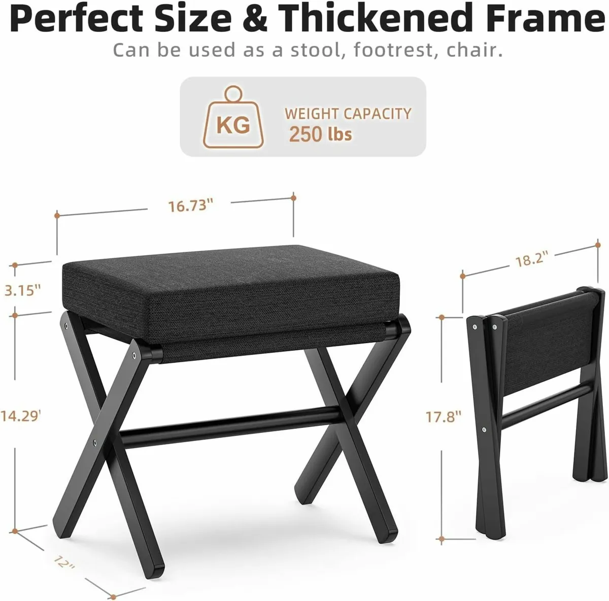 Foldable Foot Stool Ottoman Modern Rest with - Image 3