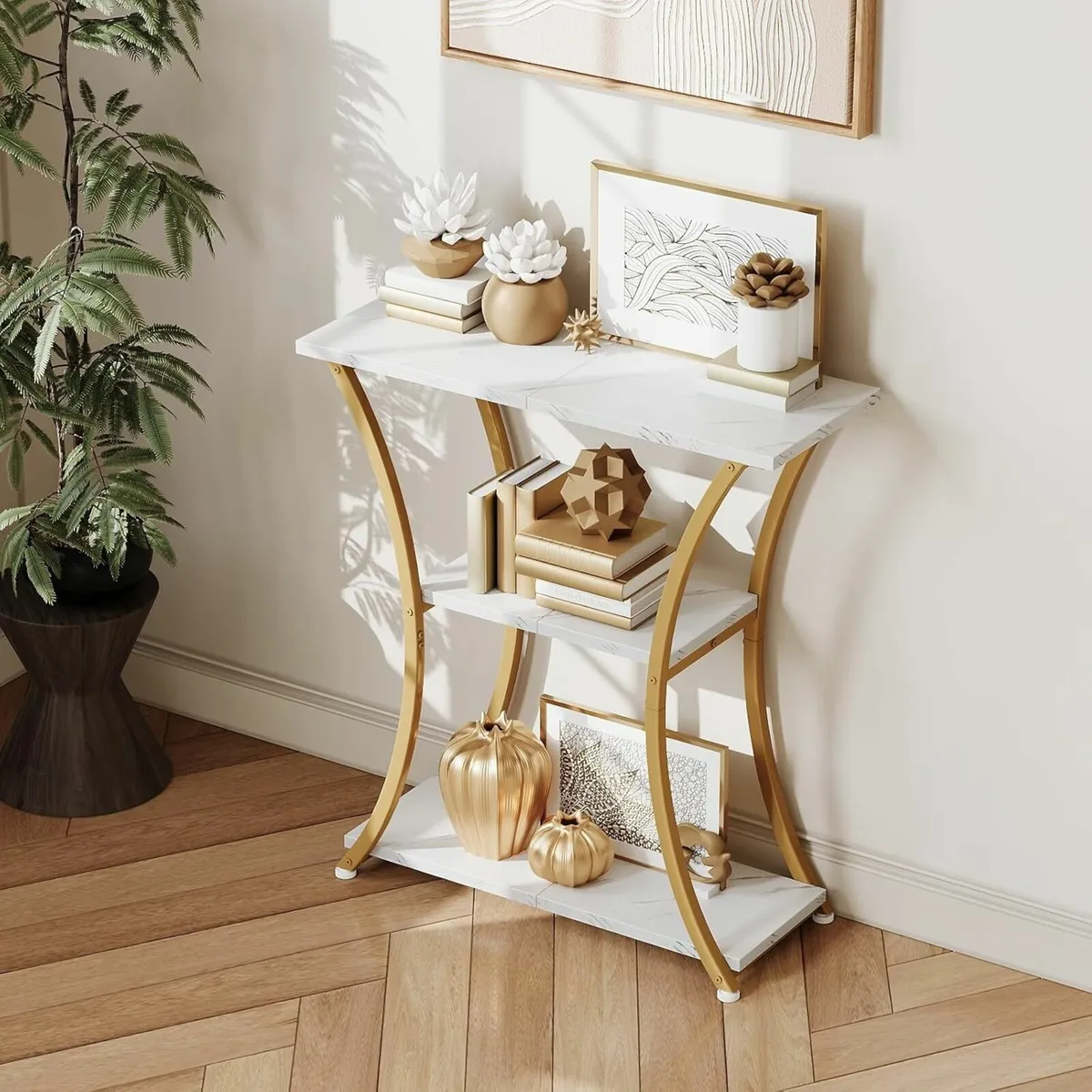 Rustic Narrow Console Table with 3 Tiers Slim - Image 2