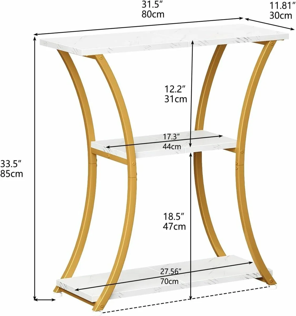 Rustic Narrow Console Table with 3 Tiers Slim - Image 3