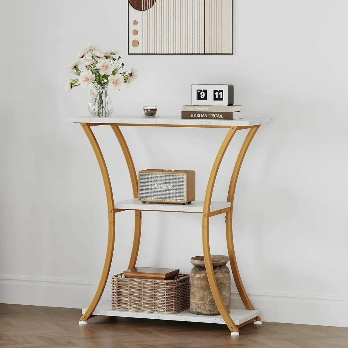 Rustic Narrow Console Table with 3 Tiers Slim - Image 4