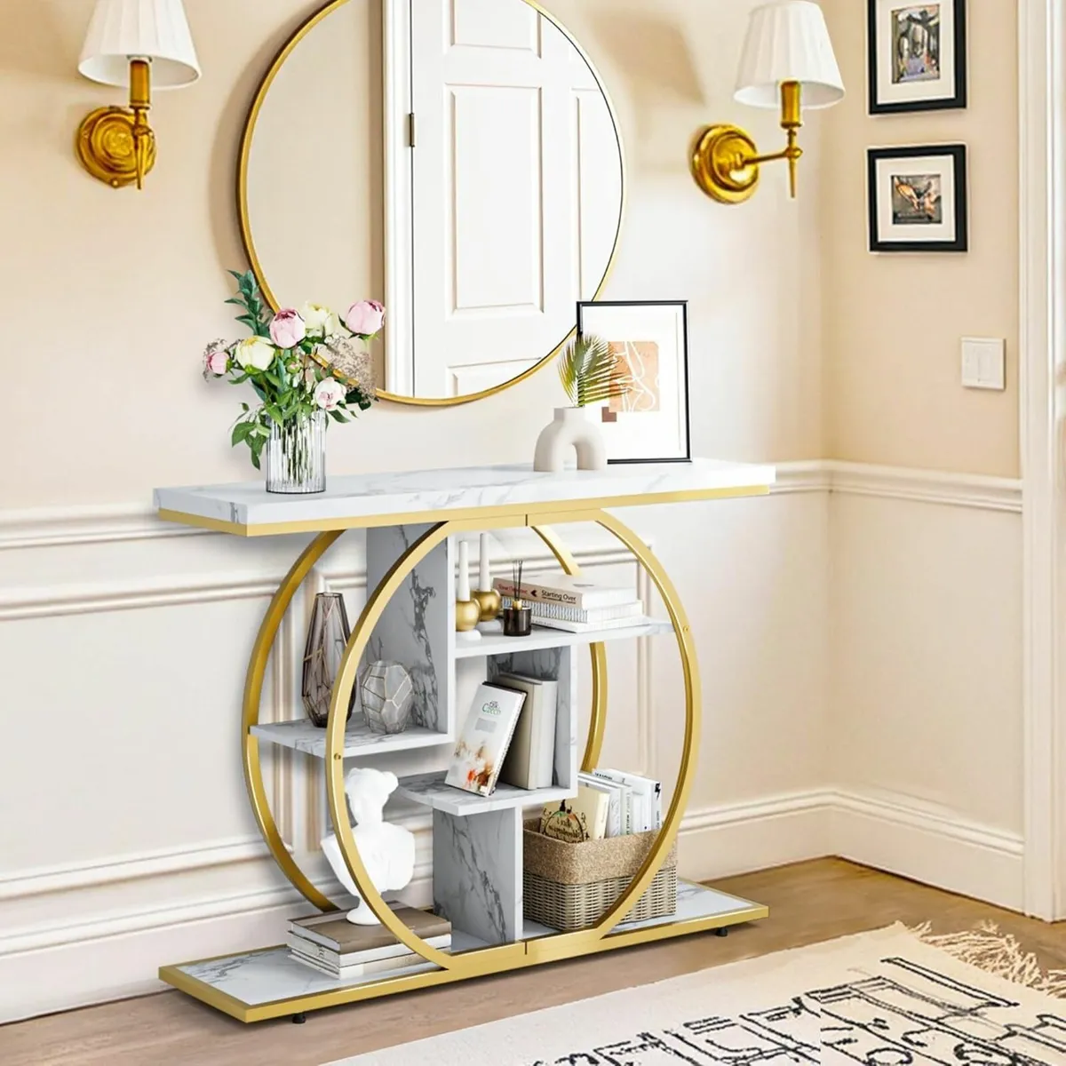 Pampaic Console Table 5-Tier Slim Sofa 105 x 30 - Image 1