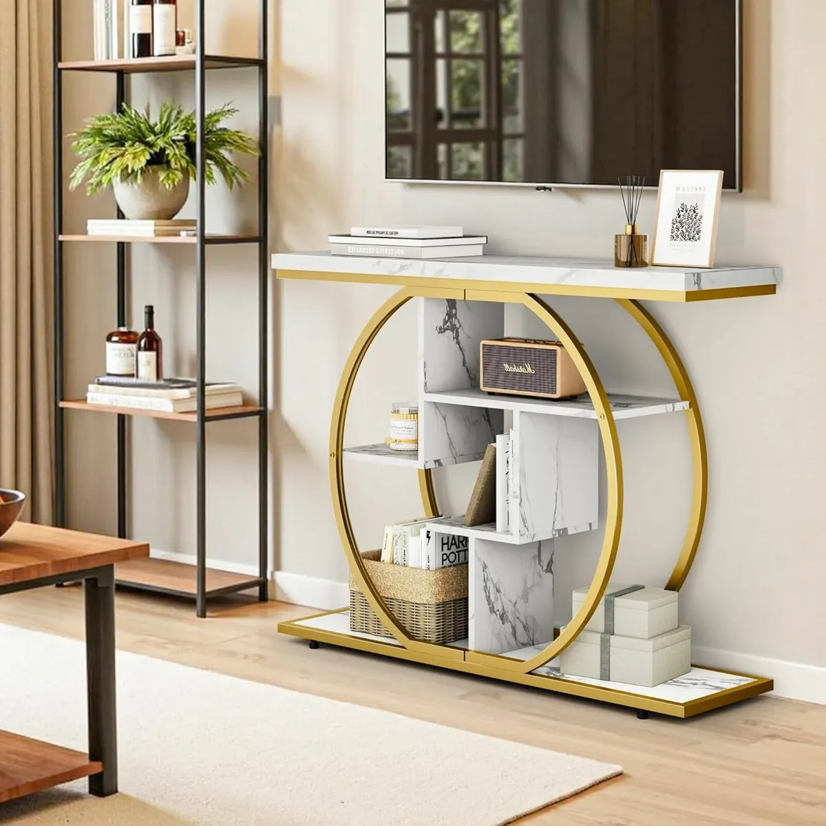 Pampaic Console Table 5-Tier Slim Sofa 105 x 30 - Image 4