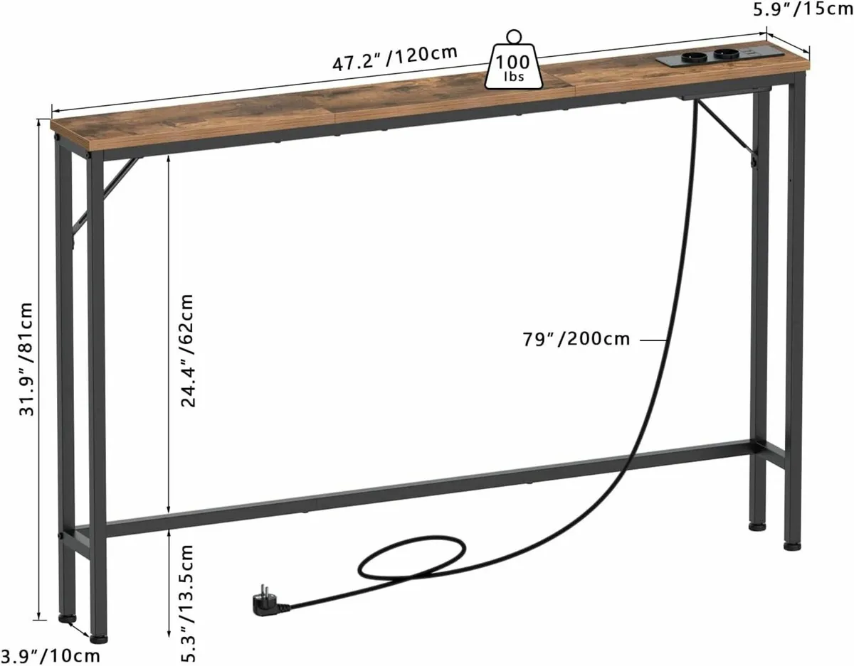 5.9 Skinny Console Table with Charging Station - Image 3