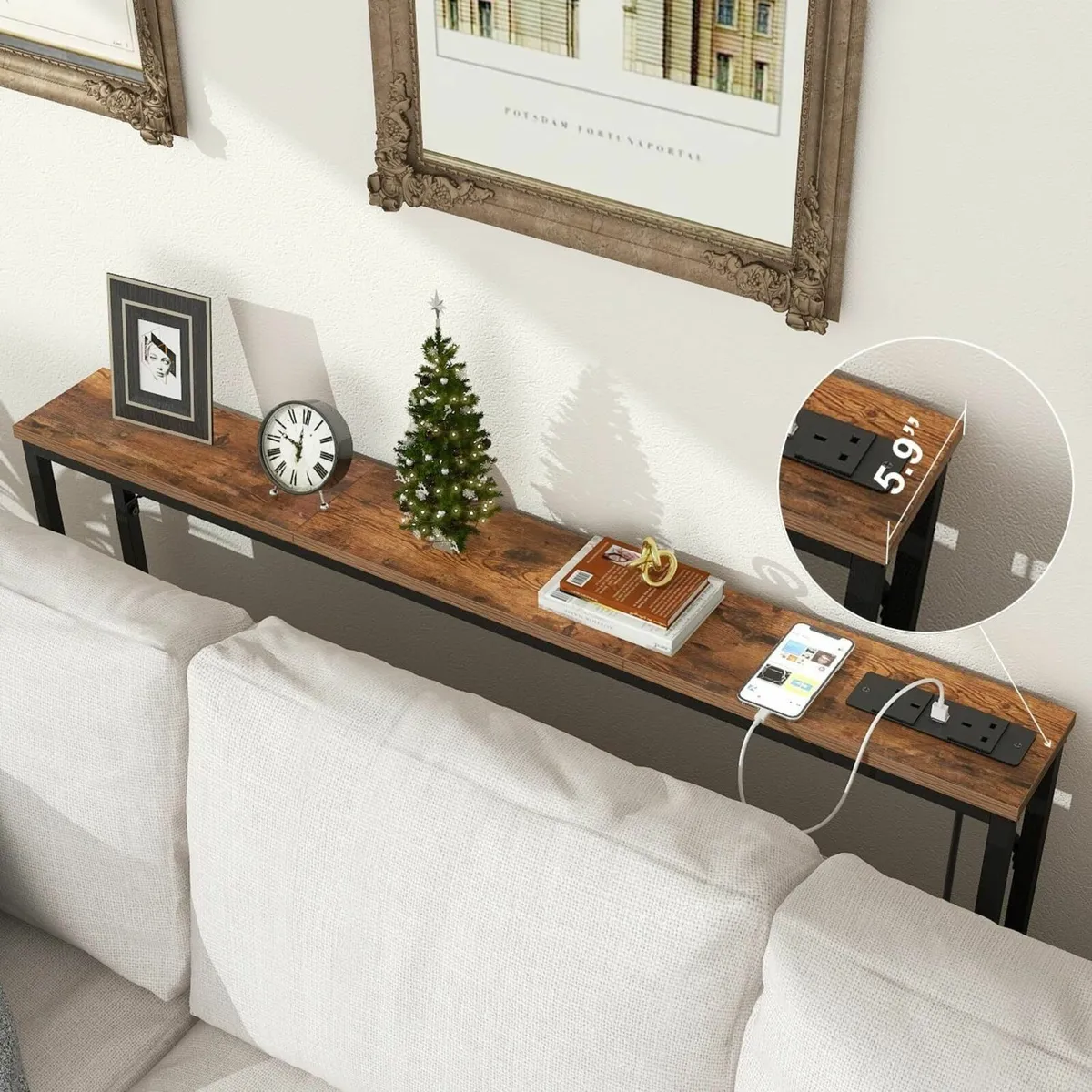 5.9 Skinny Console Table with Charging Station - Image 4