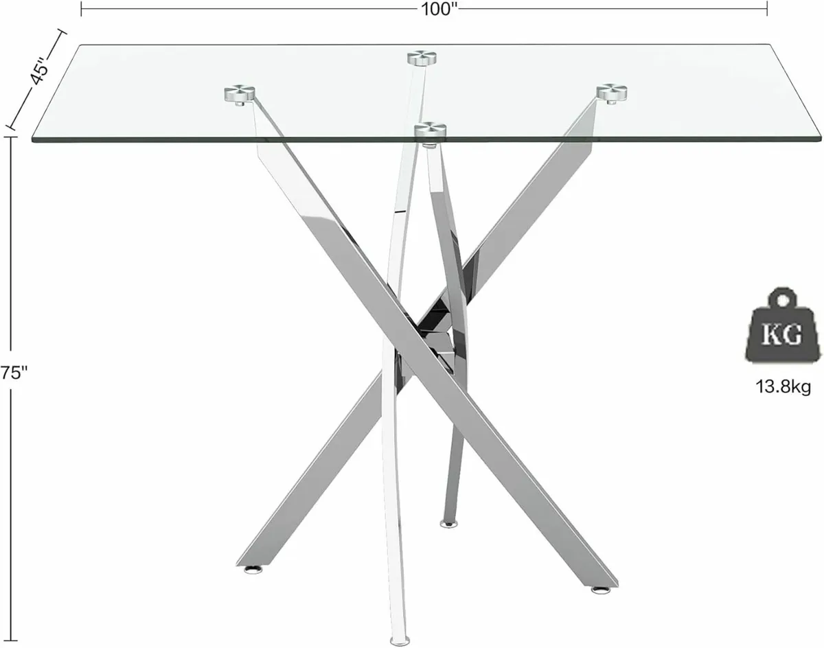 Glass Console Table with Silver Metal Legs 100cm - Image 2