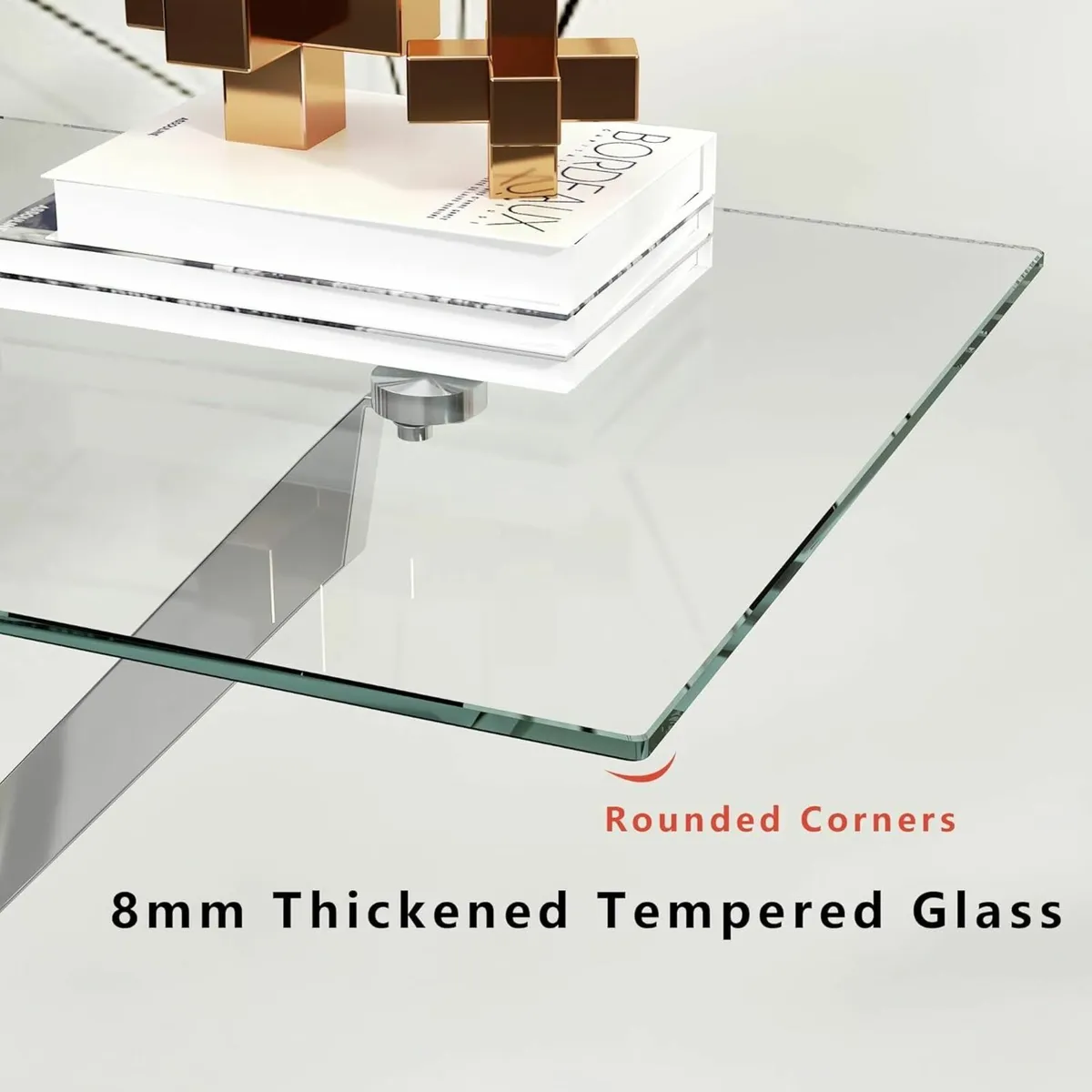 Glass Console Table with Silver Metal Legs 100cm - Image 3