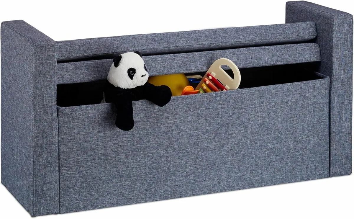 Bench Seat with Backrest Pillows Foldable Storage - Image 4