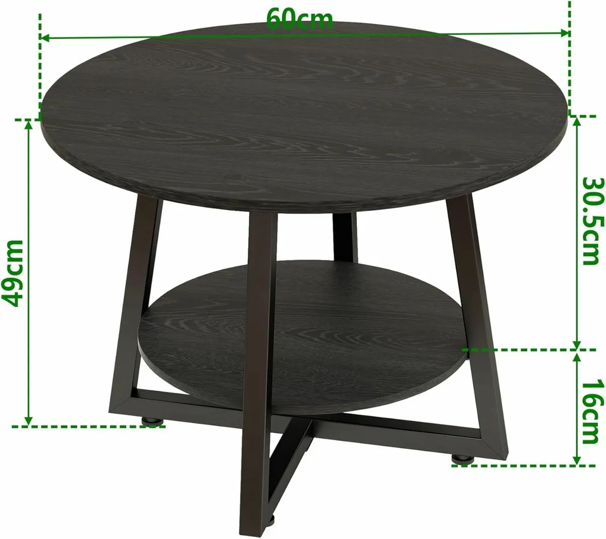Round Coffee Table with Storage Shelves 2-Tier - Image 2