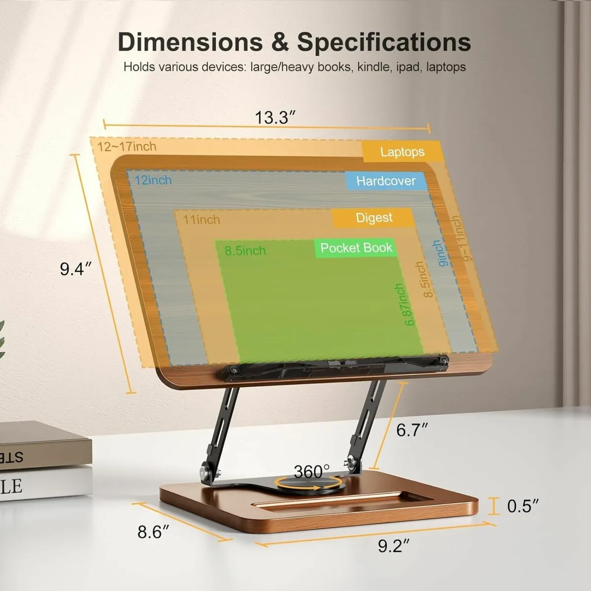 Book Stand for Reading 360degrees Rotating Hands - Image 2