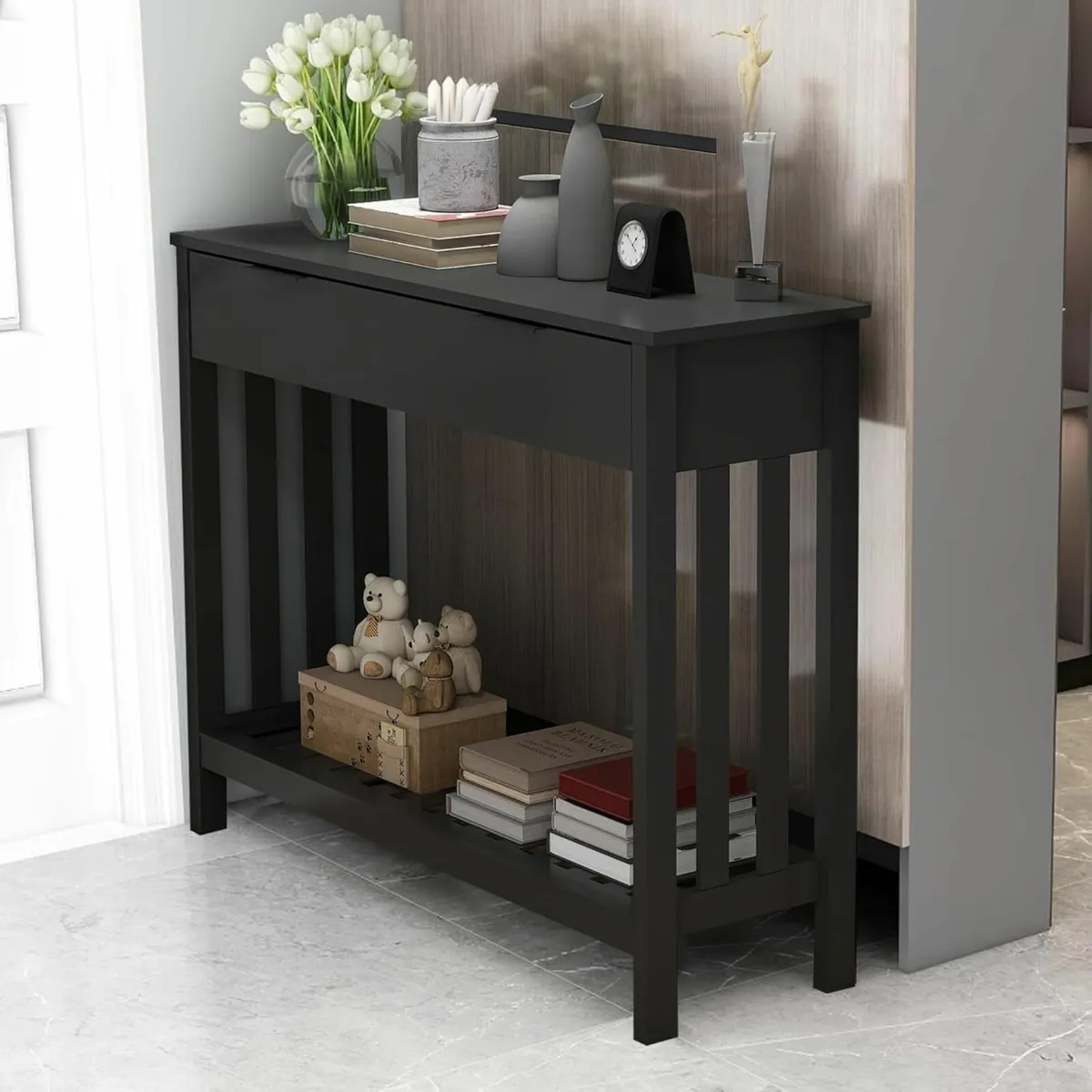 Black Console Table Sofa - Image 1