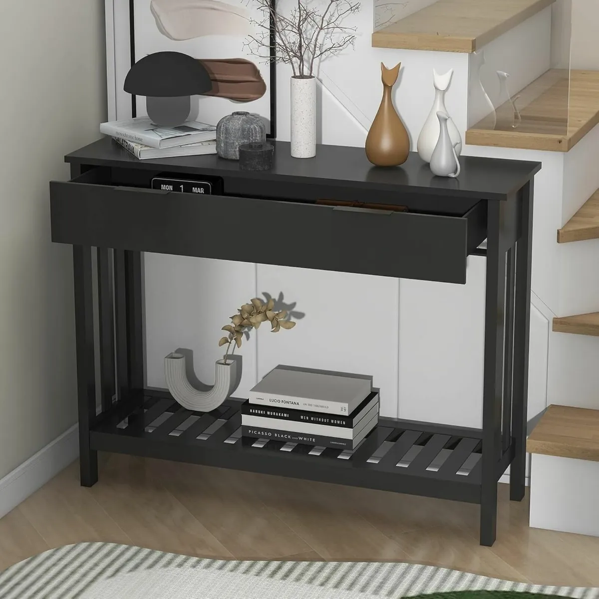 Black Console Table Sofa - Image 4