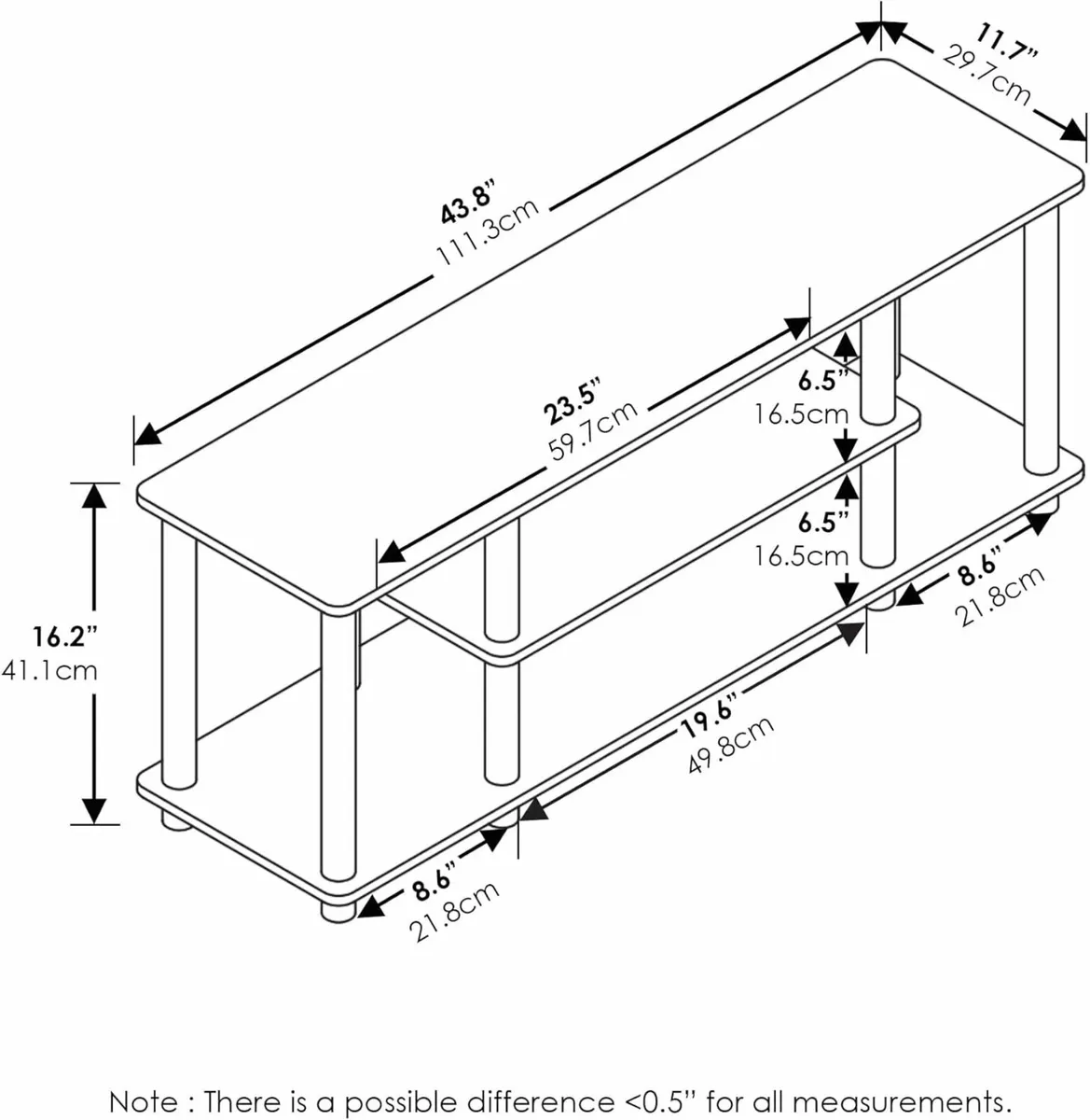 TURN-N-TUBE TV Stand 3-Tier Entertainment Center - Image 3
