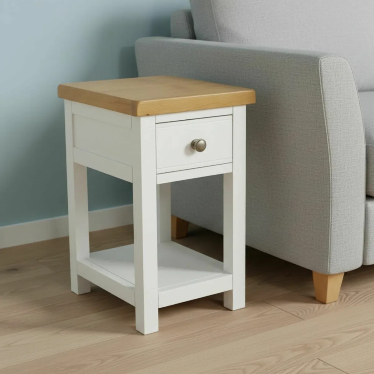 urniture Solid Wood Side Table Painted White End - Image 3