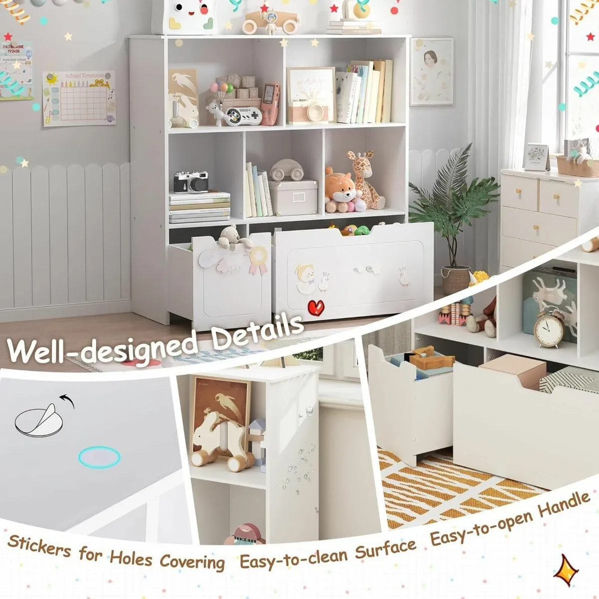 Toy Storage Organizer with 2 Movable Drawers - Image 4