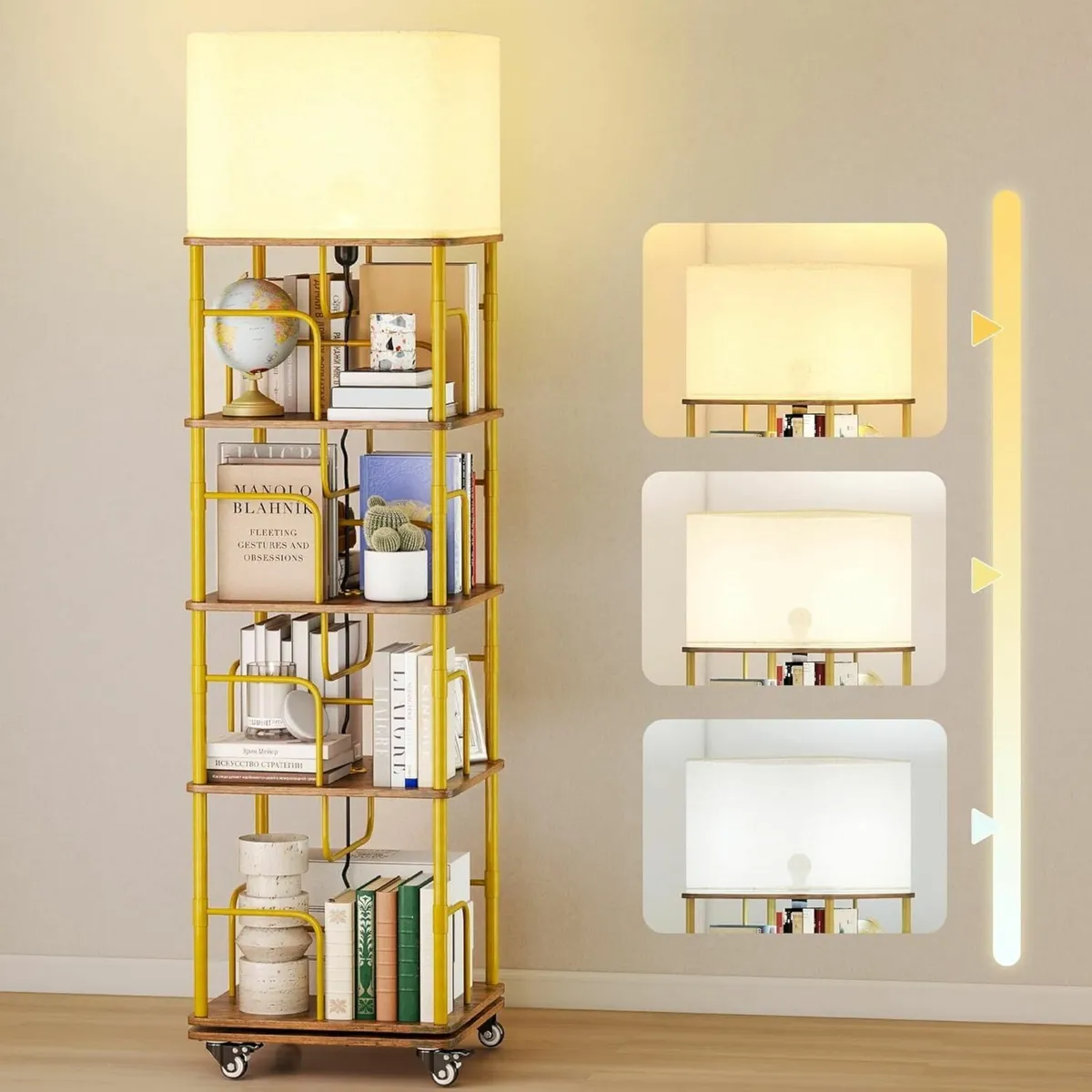 Rotating Bookshelf Square with LED Light 360degree - Image 1