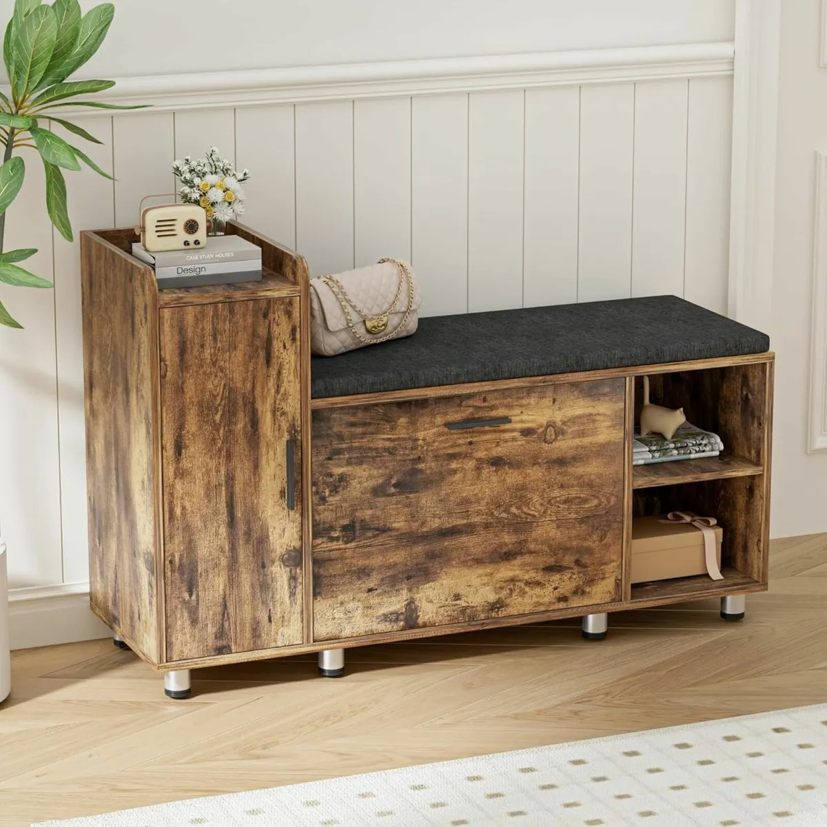 Shoe Bench Storage with Seat 105 x 45cm Ottoman 1 - Image 2
