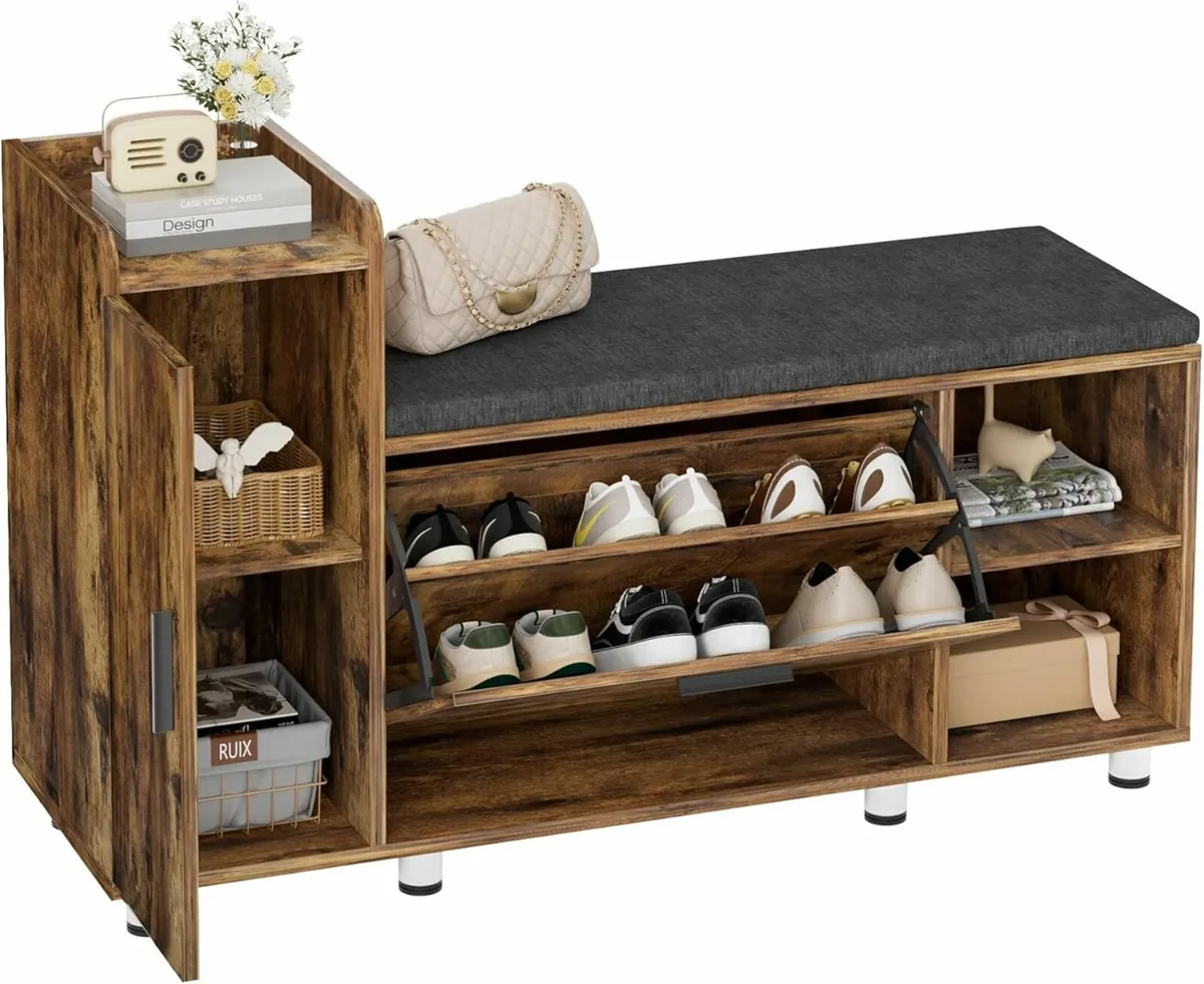 Shoe Bench Storage with Seat 105 x 45cm Ottoman 1 - Image 1