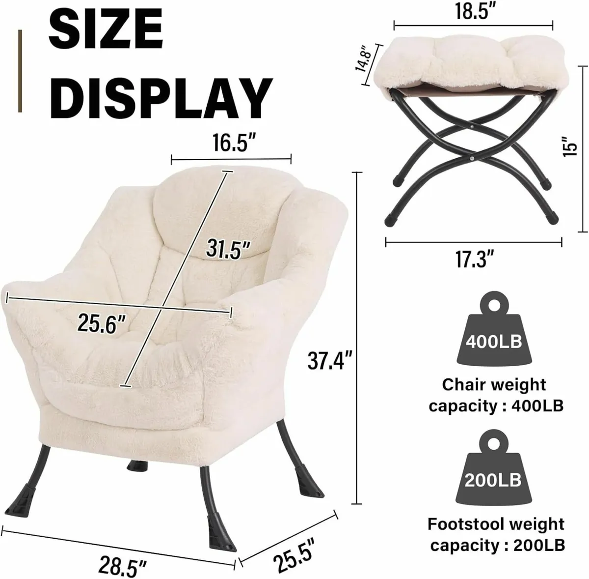 Armchair with Ottoman Comfy Upholstered Lounge - Image 3