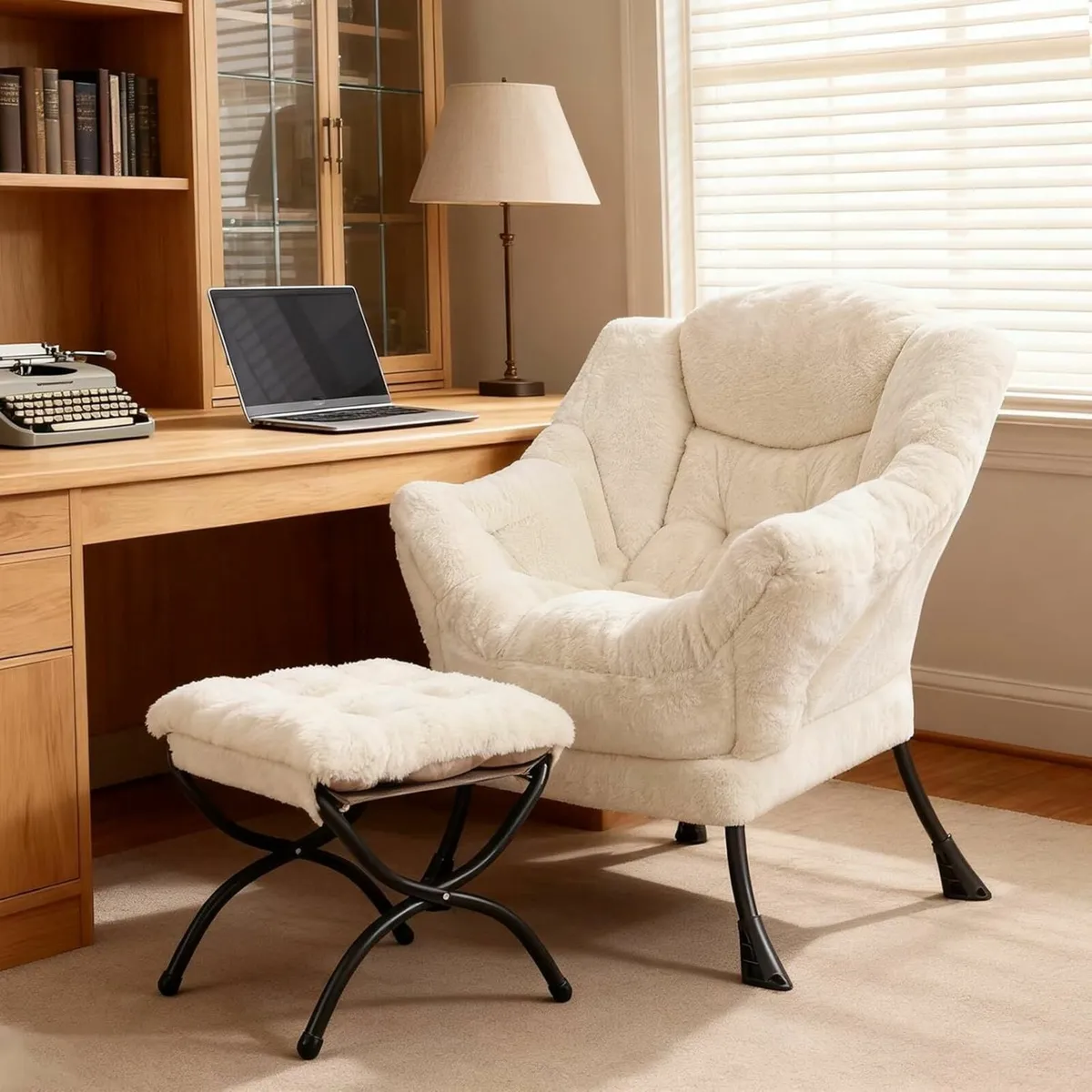 Armchair with Ottoman Comfy Upholstered Lounge - Image 2