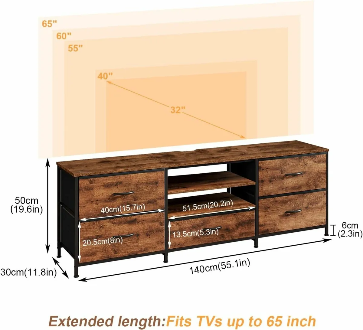 TV Stand Cabinet Unit Console Table with 5 - Image 3