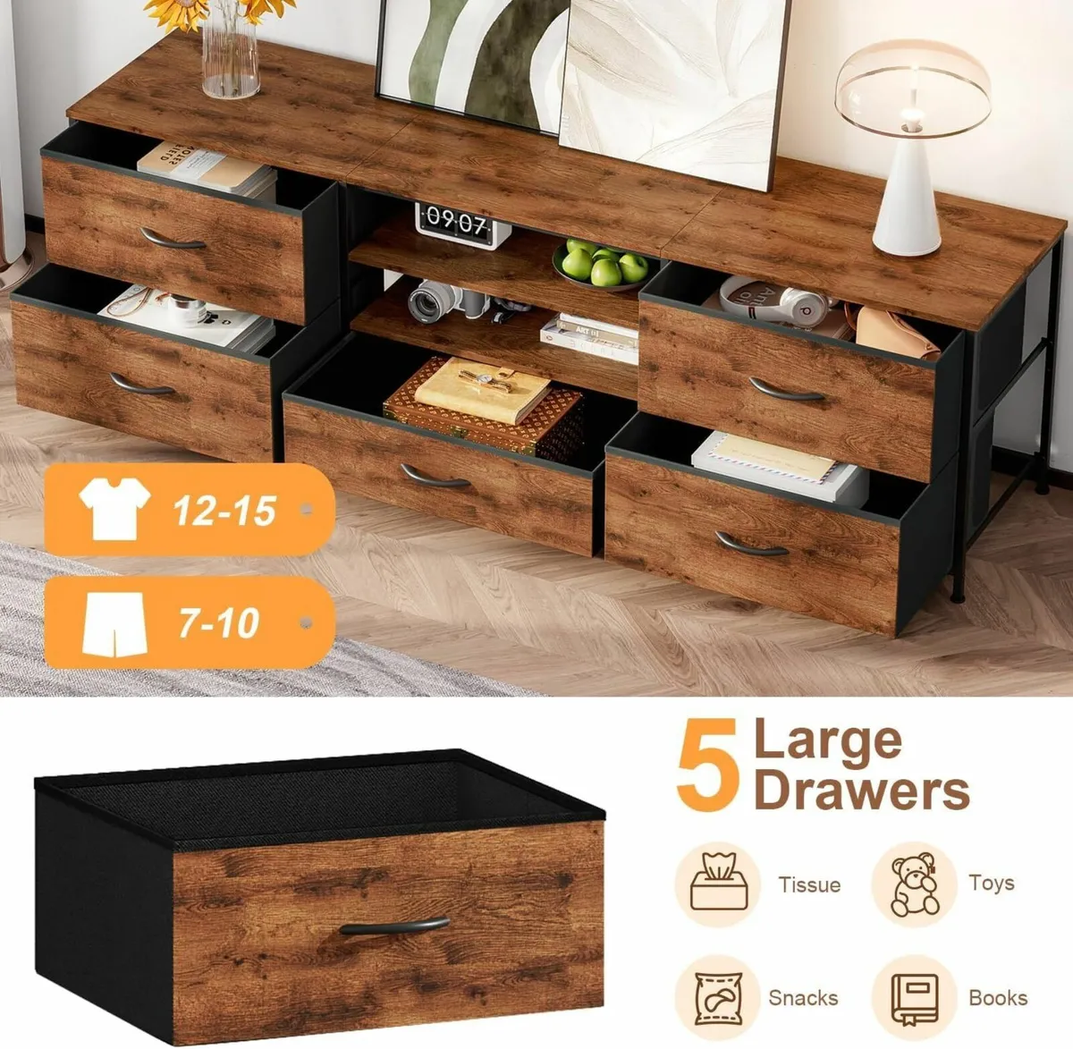 TV Stand Cabinet Unit Console Table with 5 - Image 4