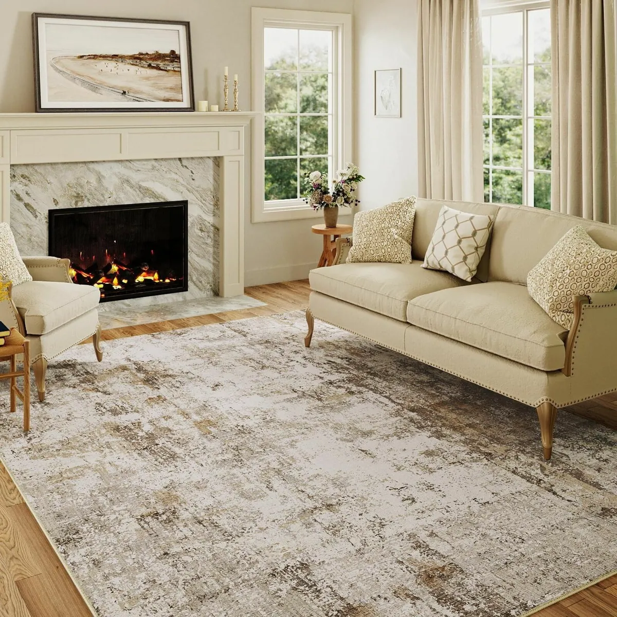 Washable Rugs Living Room Rug 150x210cm Grey - Image 1