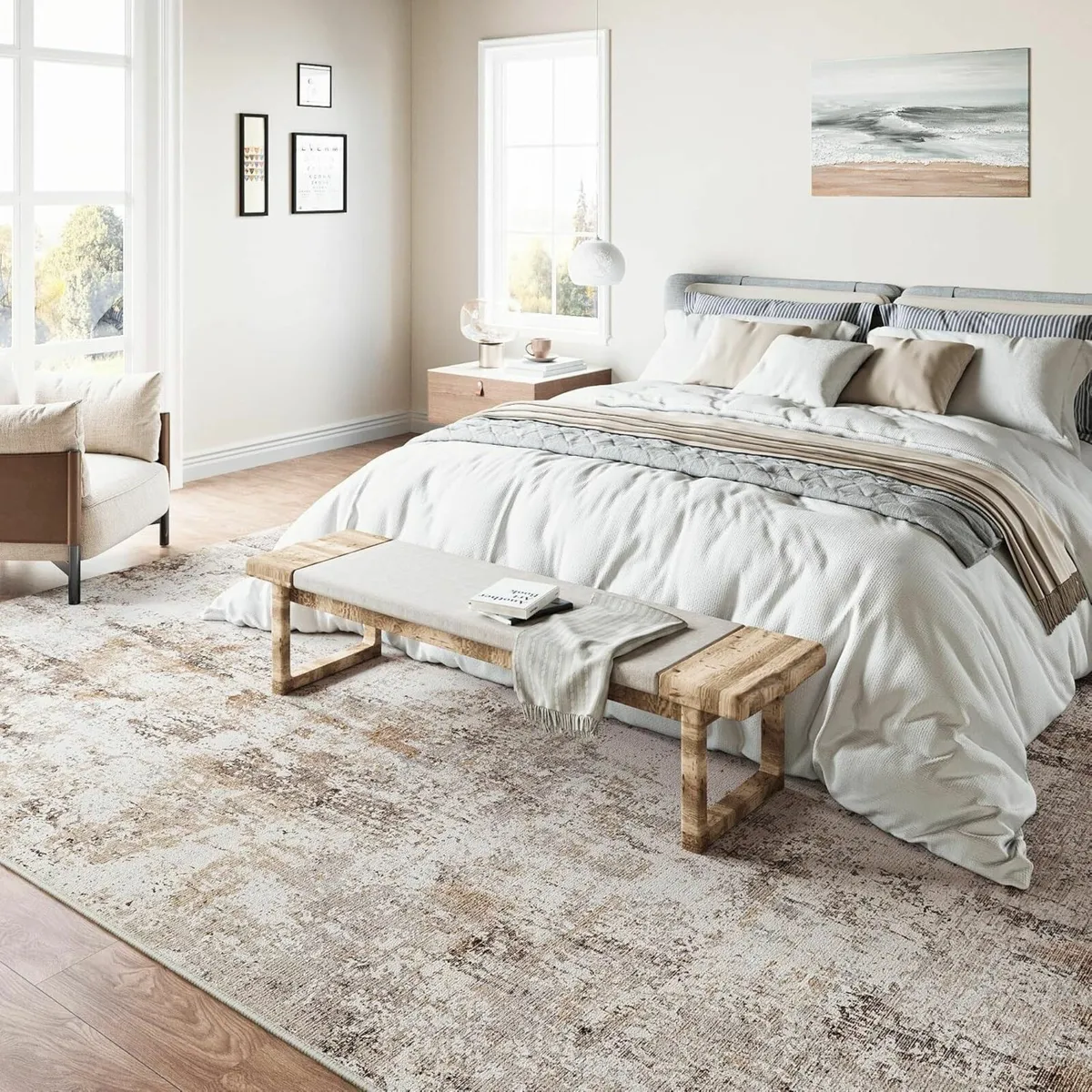 Washable Rugs Living Room Rug 150x210cm Grey - Image 3