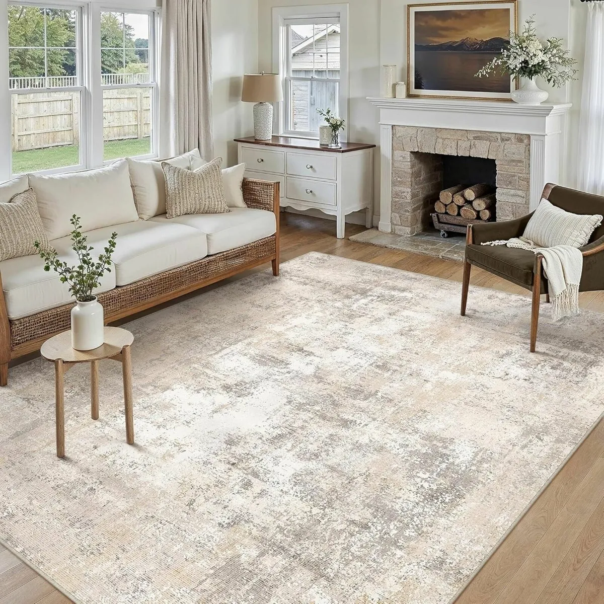 Washable Rugs Living Room Rug 200x300cm Beige - Image 4