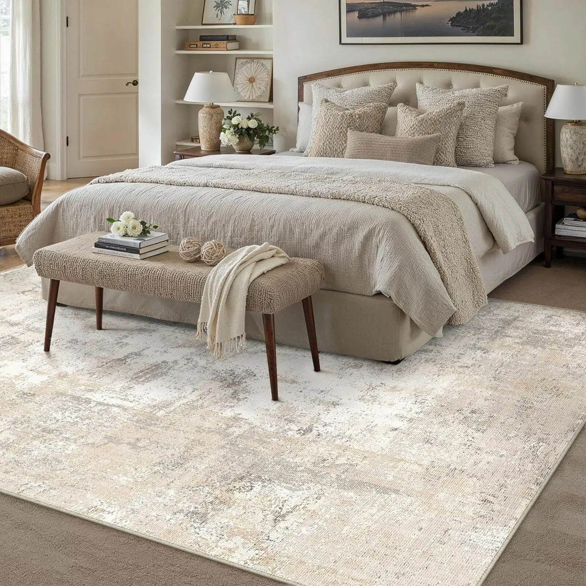 Washable Rugs Living Room Rug 200x300cm Beige - Image 3