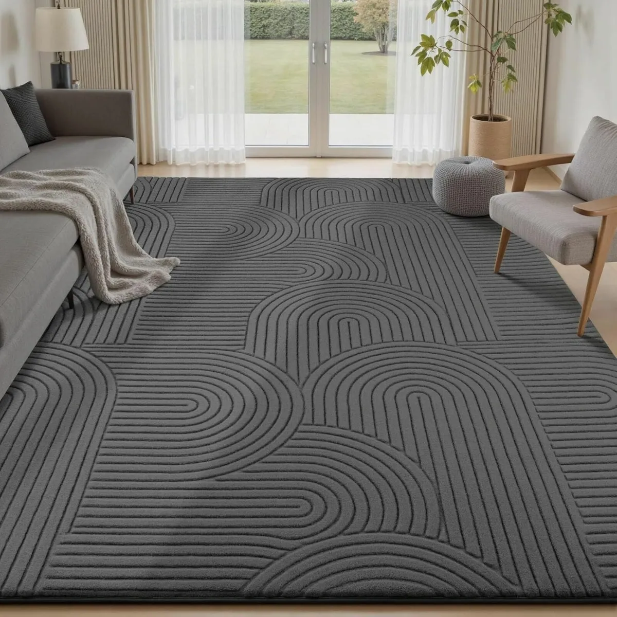 Rugs Living Room 140x200cm Dark Grey Soft Shaggy - Image 1