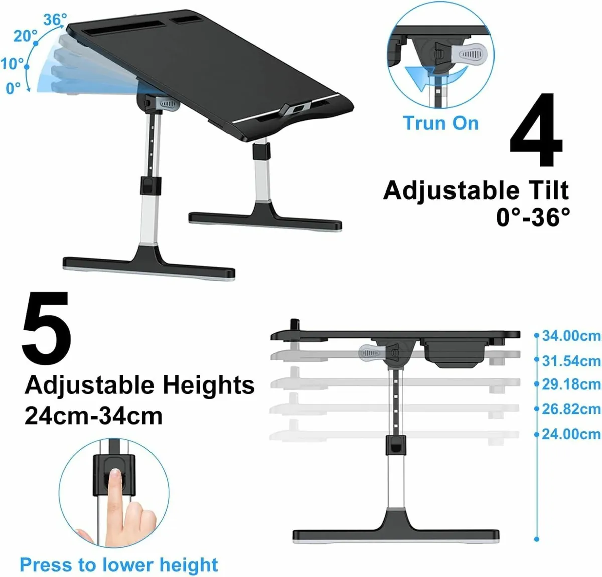 Laptop Bed Table Leather Adjustable Height Angle - Image 3