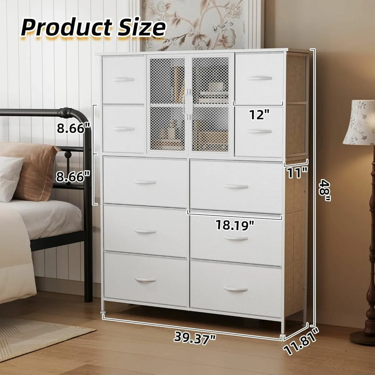 Dresser for Bedroom with 10 Fabric Drawers Tall - Image 2