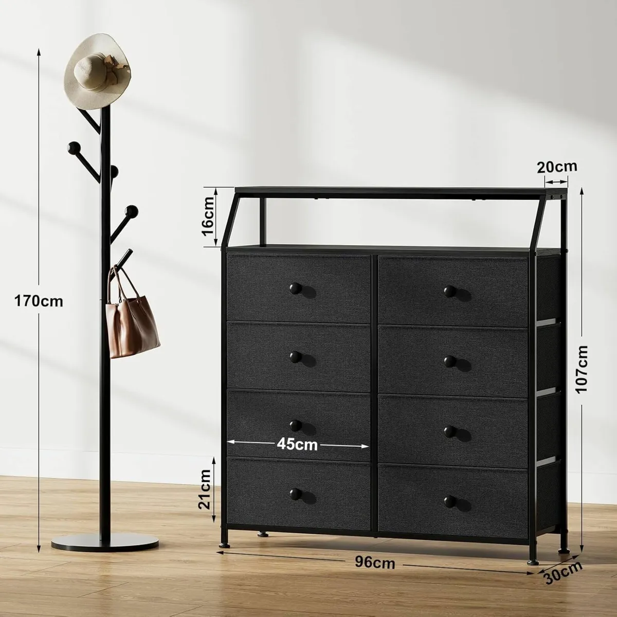 Chest of Drawers with 8 Black Dresser for Bedroom - Image 2