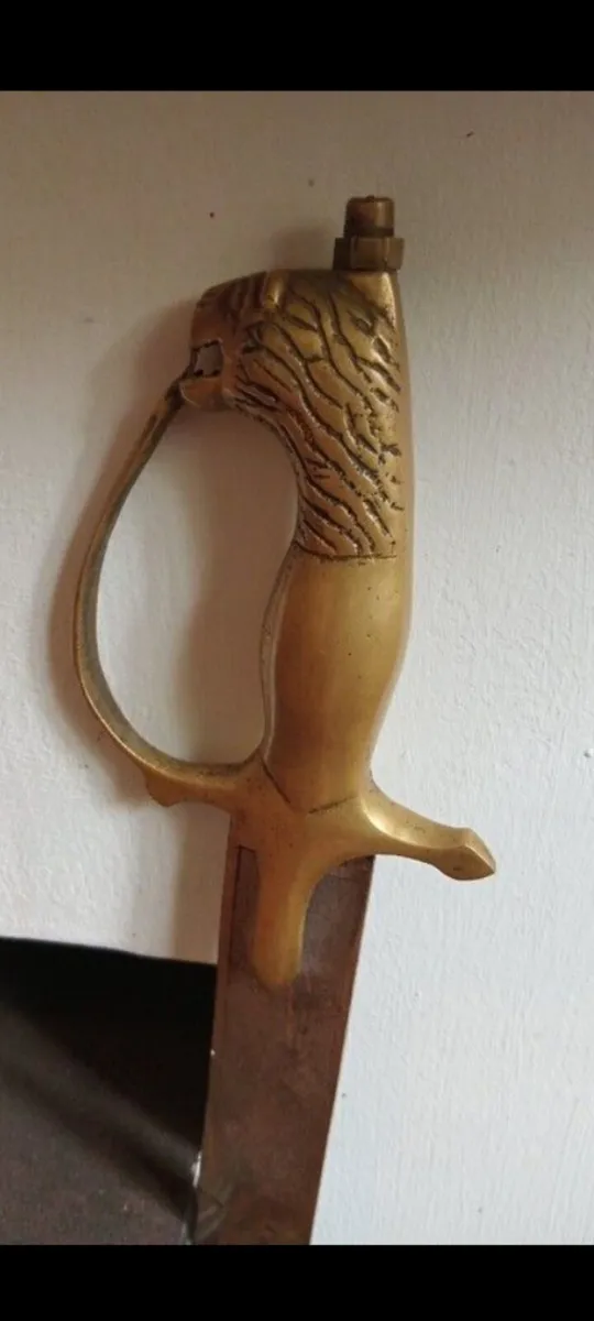 vintage sword made in india brass lion head - Image 2