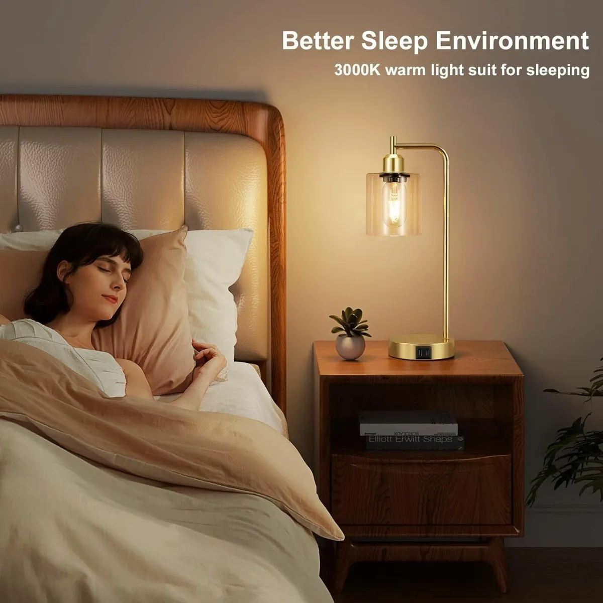 Industrial Touch Lamps Set of 2 Gold Bedside with - Image 4