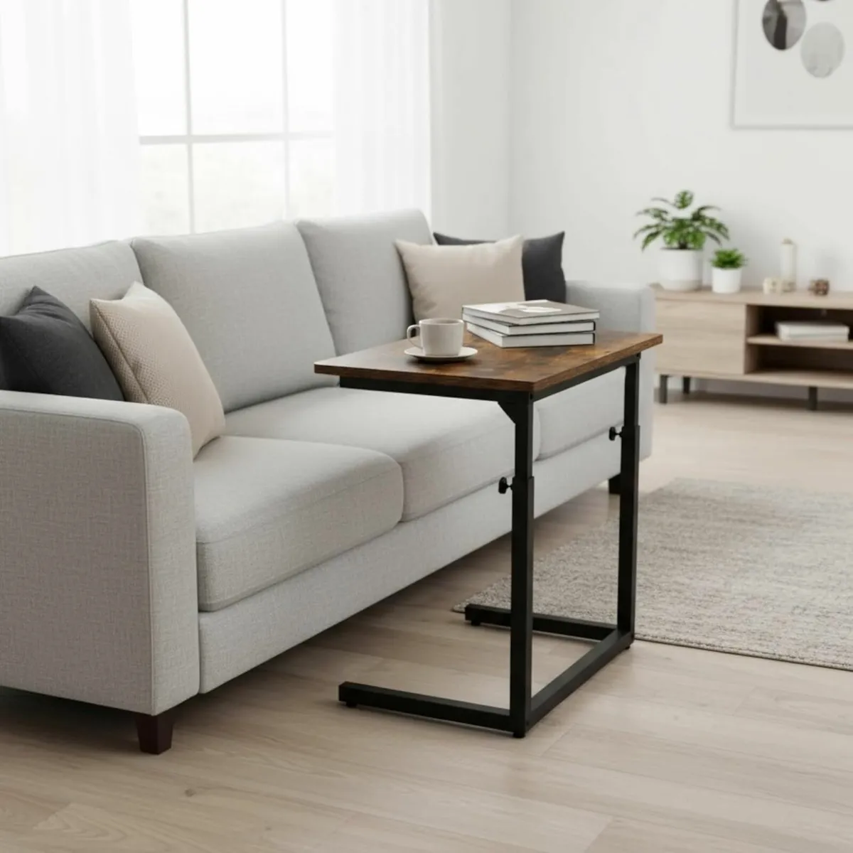 C-Shaped Sofa Side Table for Couch Bed Height - Image 3