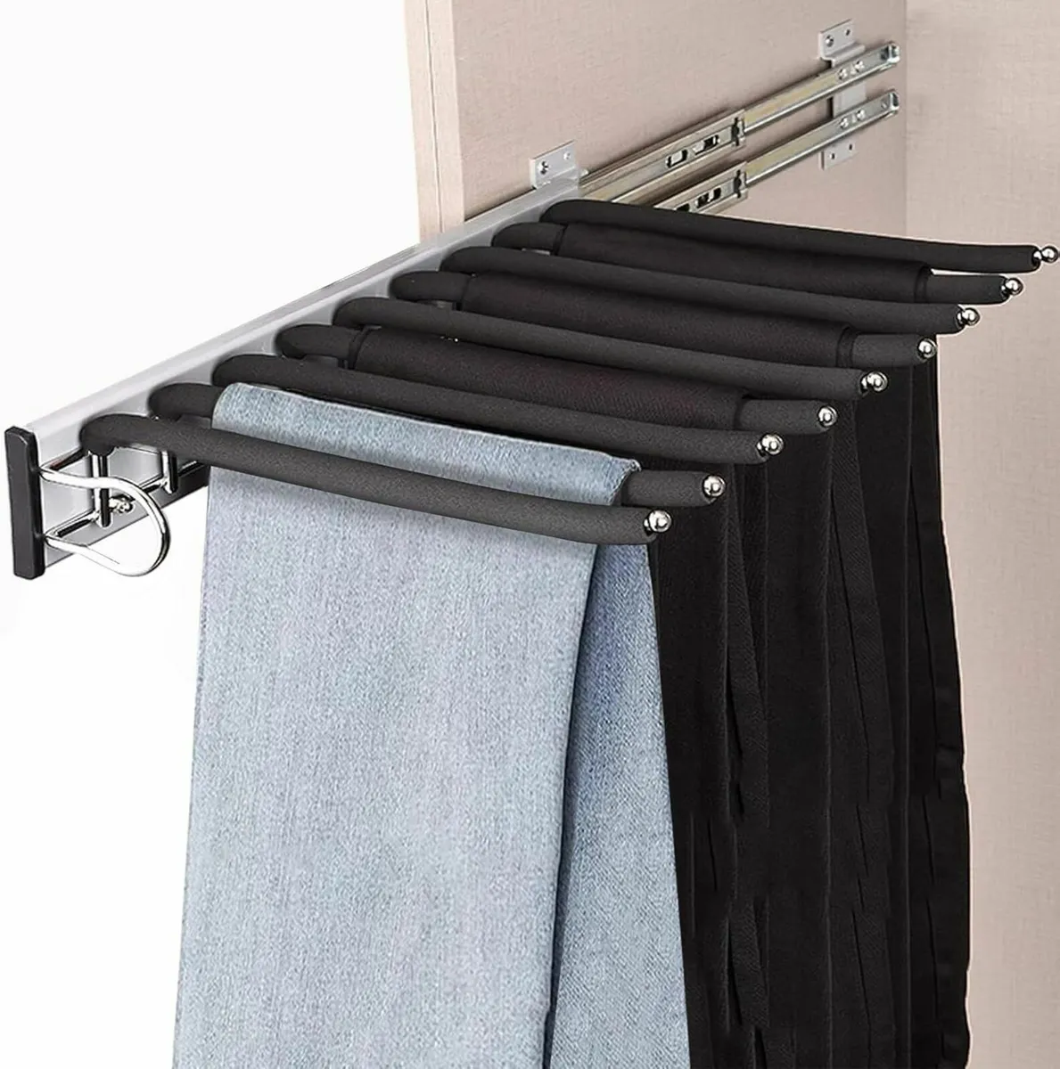 Pull Out Trouser Hanger Wardrobe Pants Clothes - Image 1
