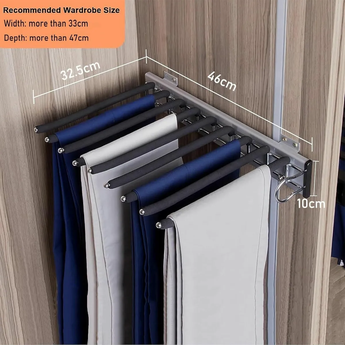 Pull Out Trouser Hanger Wardrobe Pants Clothes - Image 2