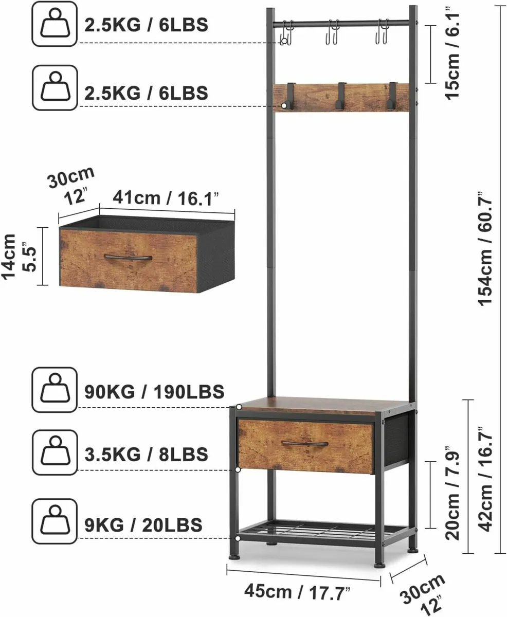 Narrow Hallway Coat Stand Industrial Rack free - Image 3