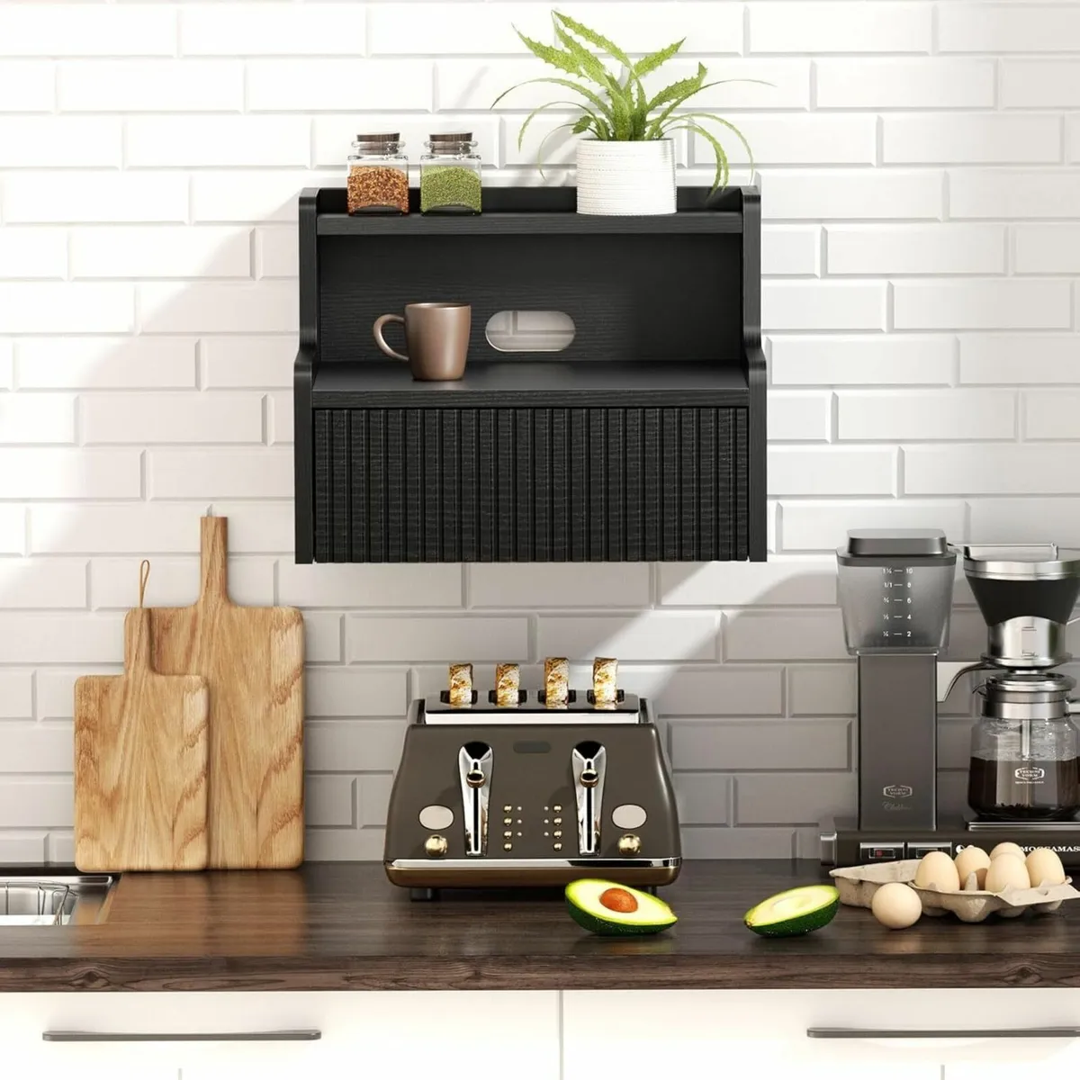 Floating Bedside Table Set of 2 Wooden Wall Mount - Image 3