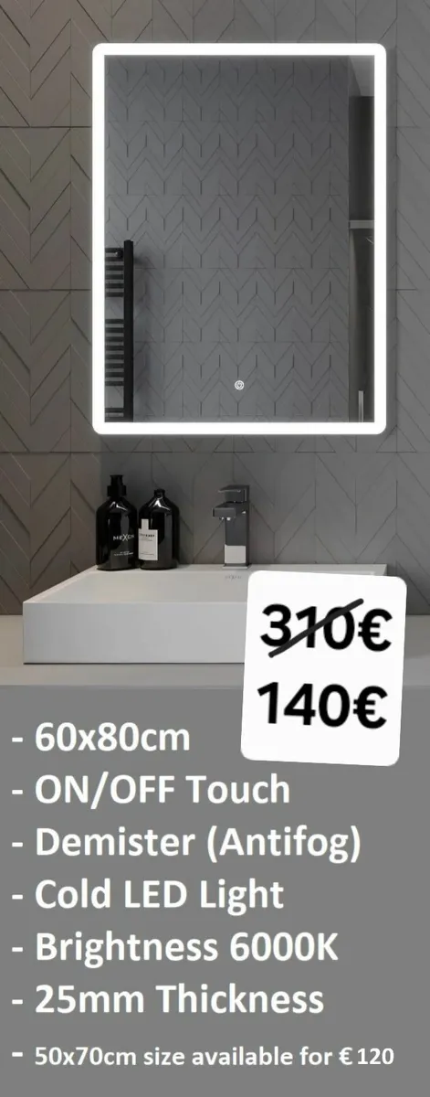 LED Bathroom Mirror DefoggerAntifog Touch Switch - Image 1