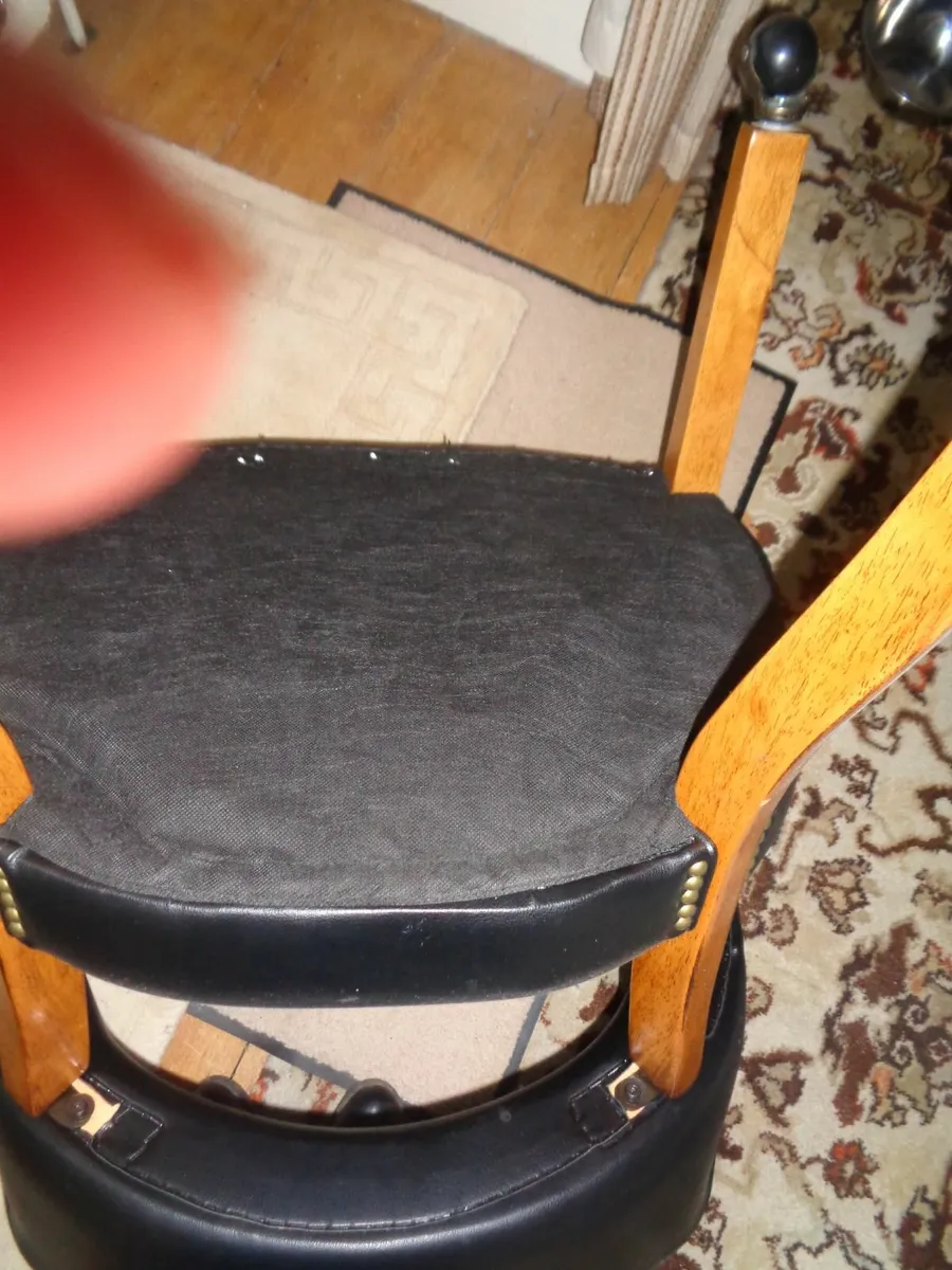 Vintage Faux Leather Arm Chair with Castors - Image 2