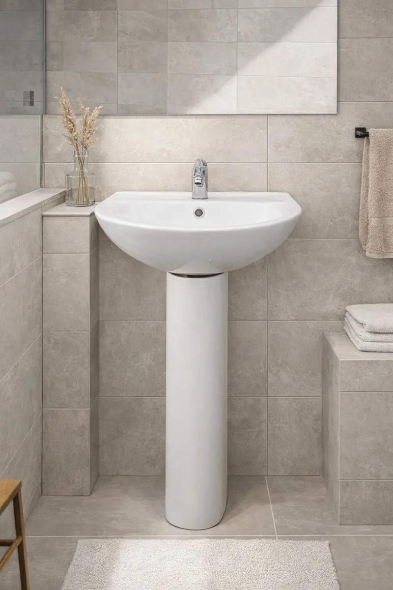 Pedestal Sink and Tap with pop up plug