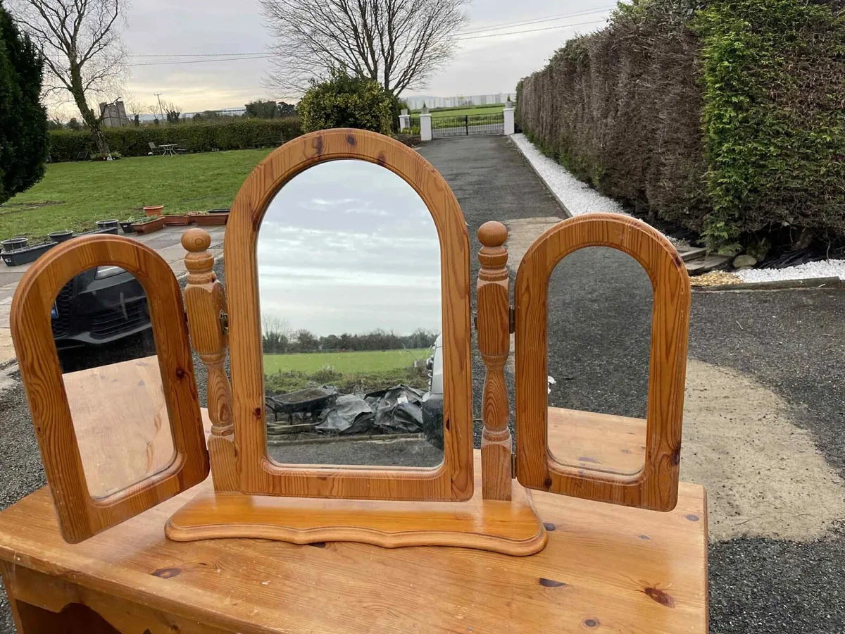 Dressing table mirror wooden (pine) as new