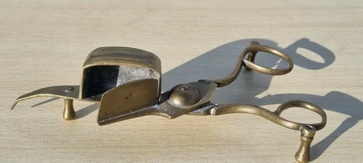 Vintage  Brass Candle Scissors & Snuffer - Image 4