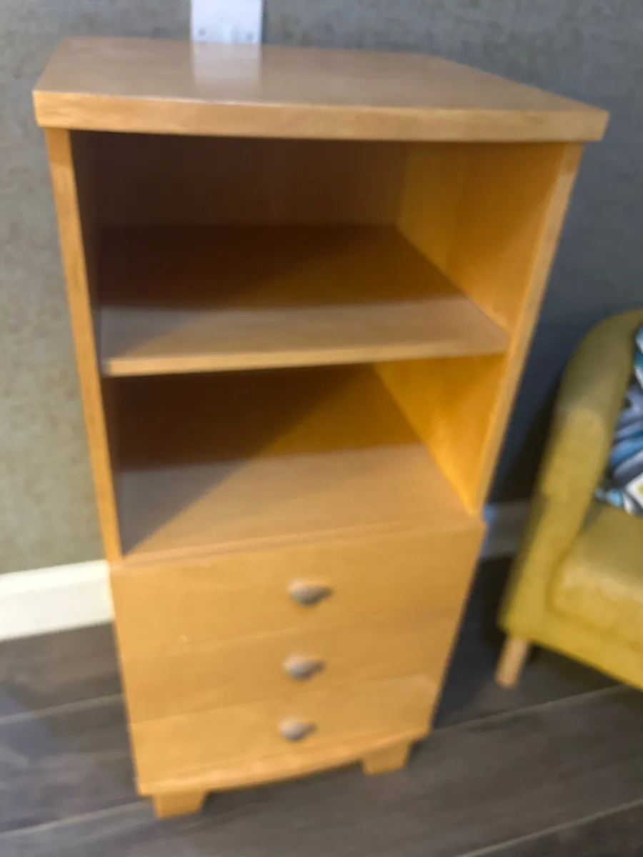 Wooden storage unit with 3 drawers - maple color - Image 1