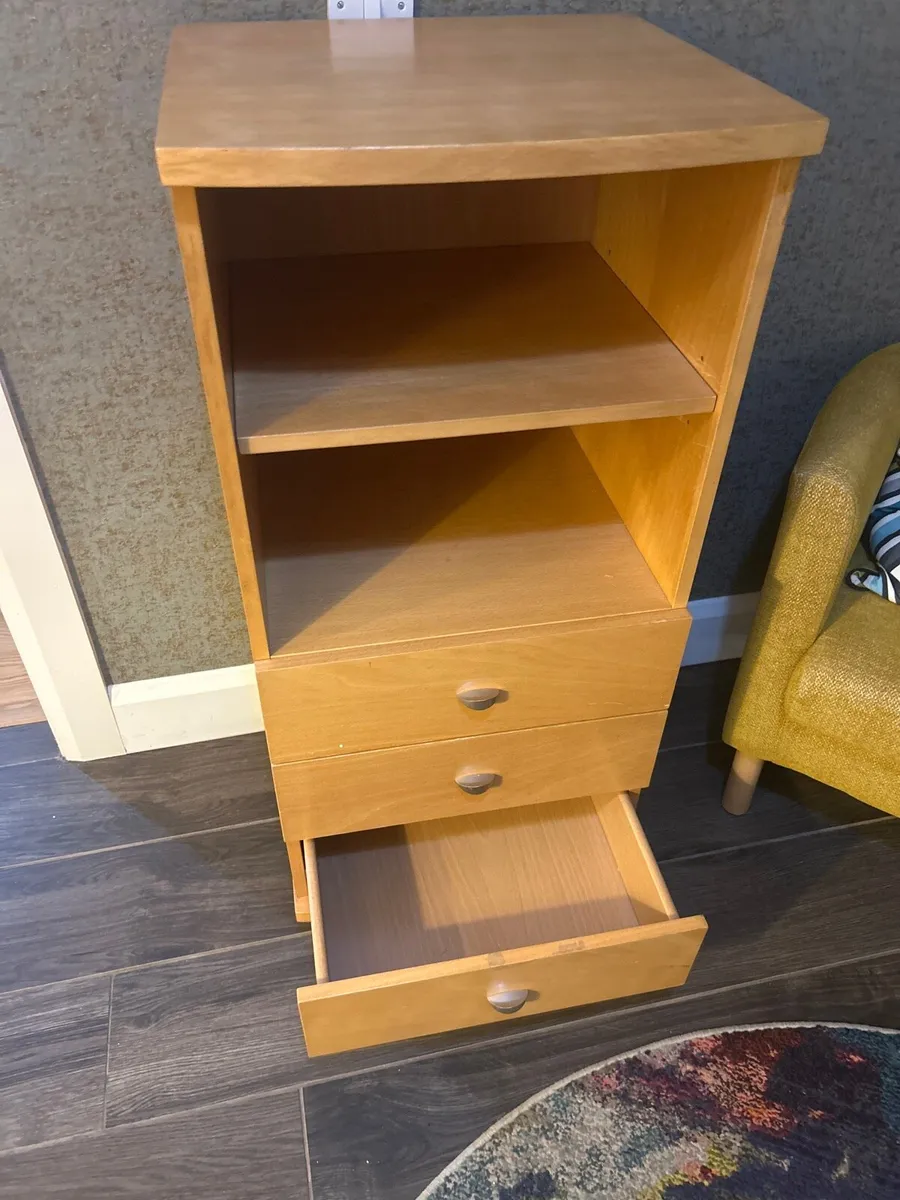 Wooden storage unit with 3 drawers - maple color - Image 2