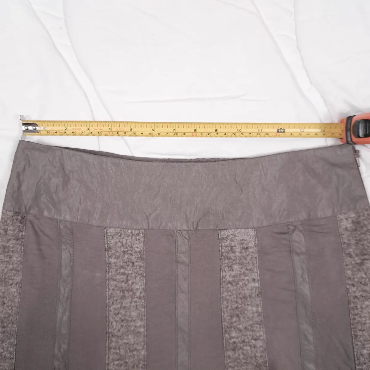 KapaluaTaupe Brown Paneled A-Line Midi Skirt 12UK - Image 2