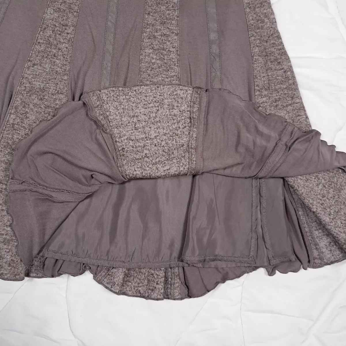 KapaluaTaupe Brown Paneled A-Line Midi Skirt 12UK - Image 3